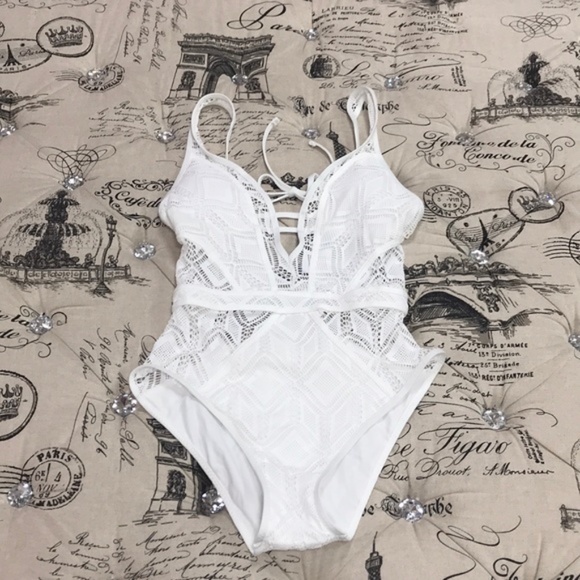 Becca Colorplay Crochet Plunge Swimsuit - Picture 3 of 6